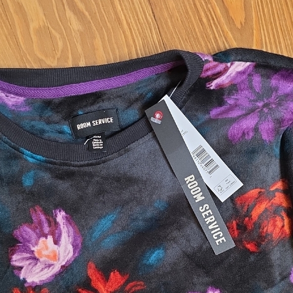 Floral Room Service Pajama Set - Black, Red, Purple. NWT Sz MEDIUM - Picture 2 of 8